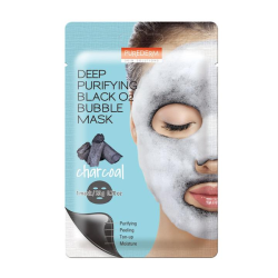Активна киснева маска на основі вугля для глибокого очищення шкіри PUREDERM Deep Purifying Black O2 Bubble Mask Charcoal