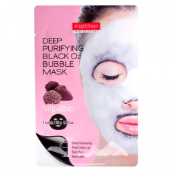 Очищувальна бульбашкова маска з вулканічним попелом PUREDERM Deep Purifying Black O2 Bubble Mask Volcanic