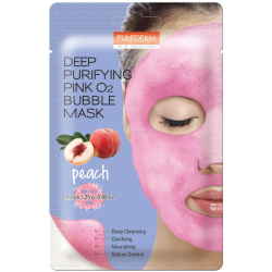 Очищувальна бульбашкова маска з екстрактом персика PUREDERM Deep Purifying Black O2 Bubble Mask Peach