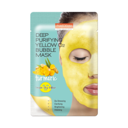 Очищувальна кислородна маска на основі куркуми PUREDERM Deep Purifying Black O2 Bubble Mask Turmeric
