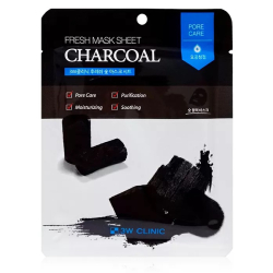 Тканинна маска для обличчя з деревним вугіллям 3W Clinic Fresh Charcoal Mask Sheet